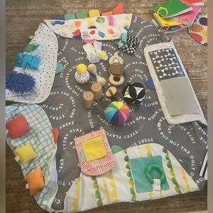 Lovevery play mat gym and assorted toys